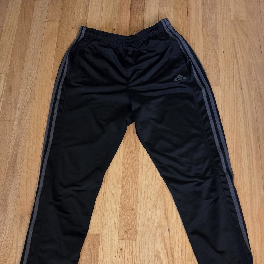 Adidas Black With Gray Stripe Pants